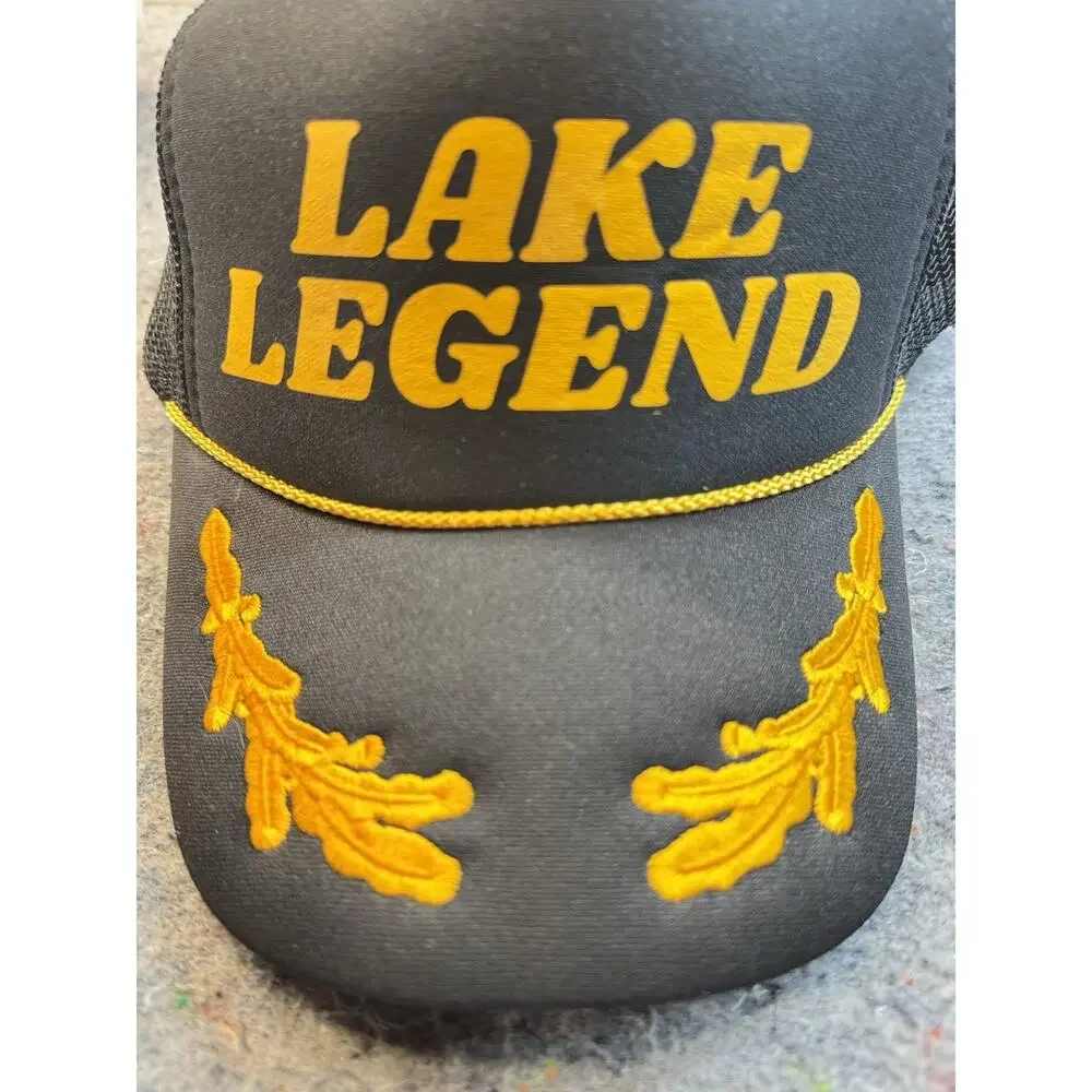 Lake Legend Trucker Hat Black Gold Snapback Otto Rope Cap 1333
